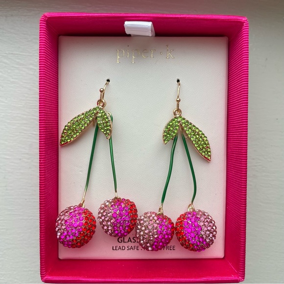 Piper K Jewelry - NWT Gorgeous Crystal Cherries Statement Earrings